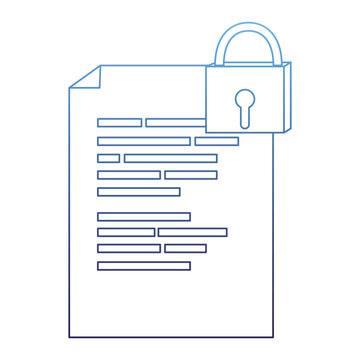 degraded outline document with program code and closed padlock