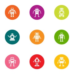 Iron orgasm icons set. Flat set of 9 iron orgasm vector icons for web isolated on white background