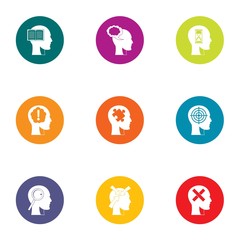 Conscious mind icons set. Flat set of 9 conscious mind vector icons for web isolated on white background