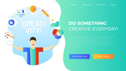 The concept of the creativity hand draw silhouette of a man and icons