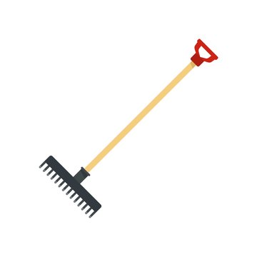 Garden rake icon. Flat illustration of garden rake vector icon for web design