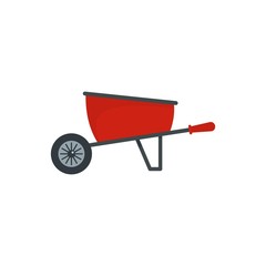 One wheel barrow icon. Flat illustration of one wheel barrow vector icon for web design