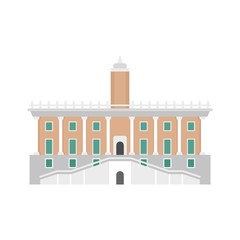 Historical european building in city icon. Flat illustration of historical european building in city vector icon for web design