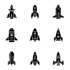 Missile icons set. Simple set of 9 missile vector icons for web isolated on white background