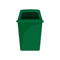 Green park garbage can icon. Flat illustration of green park garbage can vector icon for web design