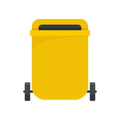 Yellow garbage can icon. Flat illustration of yellow garbage can vector icon for web design