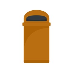 Orange trash box icon. Flat illustration of orange trash box vector icon for web design