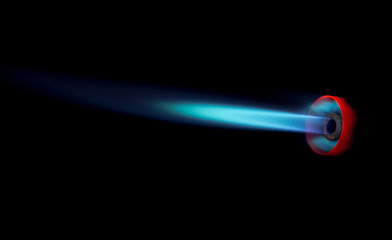 Industrial natural gas burner isolated on black background