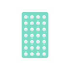 Contraceptive pills pack icon. Flat illustration of contraceptive pills pack vector icon for web design