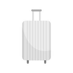 White travel bag icon. Flat illustration of white travel bag vector icon for web design