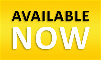 Available Now - Golden business poster. Clean text on yellow background.