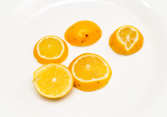 a slice of lemon on a white background