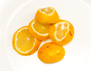 a slice of lemon on a white background