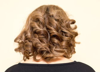 Women's hairstyles as a spring, rear view