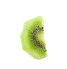 Slice of fresh kiwi on white background