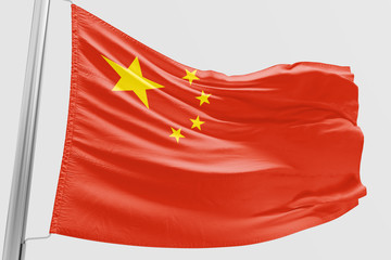 Isolated China Flag waving 3d Realistic China Flag Rendered
