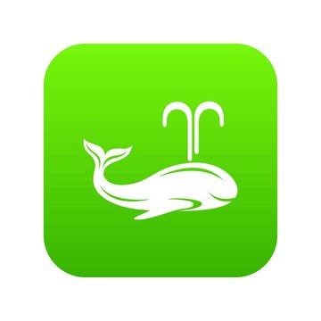 Whale icon green vector isolated on white background