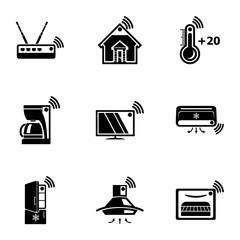 Wifi home icons set. Simple set of 9 wifi home vector icons for web isolated on white background