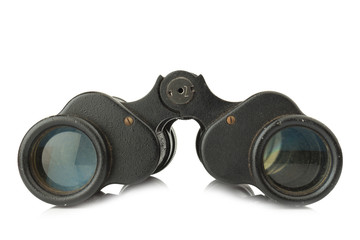 binoculars old color black isolated on white background