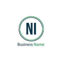 Initial Letter NI Logo Template Design