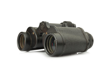 binoculars old color black isolated on white background