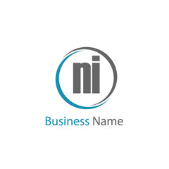 Initial Letter NI Logo Template Design