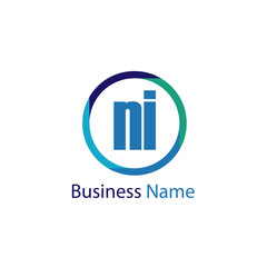 Initial Letter NI Logo Template Design