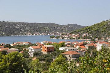 Naklejka na ściany i meble Panoramic view of small town, Dalmatia, Croatia.