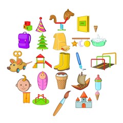 Babies icons set. Cartoon set of 25 babies vector icons for web isolated on white background