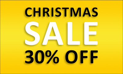Christmas Sale 30% Off - Golden business poster. Clean text on yellow background.