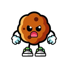 Cookie angry mascot cartoon illustration