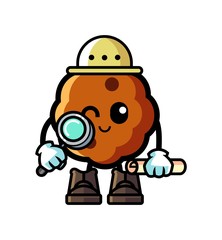 Cookie archaeologist mascot cartoon illustration