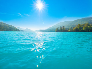 Lake Fuschlsee, Austria, Salzkammergut, on a sunny summer day