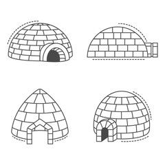 Igloo eskimo icon set. Outline set of igloo eskimo vector icons for web design isolated on white background