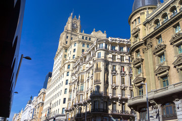 Fototapeta na wymiar View of street in downtown Madrid