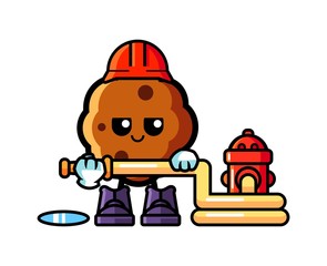 Fototapeta premium Cookie firefighter mascot cartoon illustration