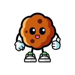 Cookie give thumbs up mascot cartoon illustration