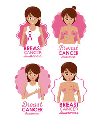 Set of breast cancer emblem