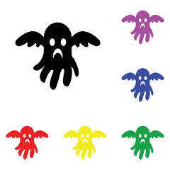 Element of ghost with wings in multi colored icons. Premium quality graphic design icon. Simple icon for websites, web design, mobile app, info graphics