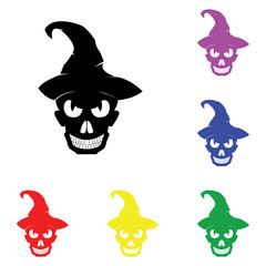 Element of Halloween scull hat in multi colored icons. Premium quality graphic design icon. Simple icon for websites, web design, mobile app, info graphics