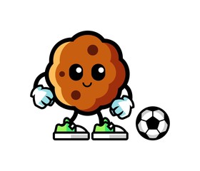 Cookie play football mascot cartoon illustration