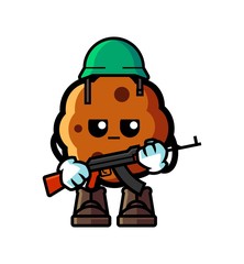 Cookie soldier mascot cartoon illustration