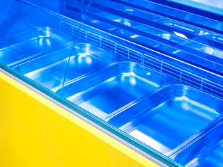 Cooling chamber. Trade counter with a refrigerator. Retail store equipment. Shelf for food storage....
