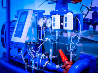 Compressor refrigeration plants. Industrial refrigeration plant. Power unit for refrigerator. The...