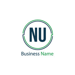 Initial Letter NU Logo Template Design