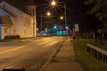 a night shot of the country town