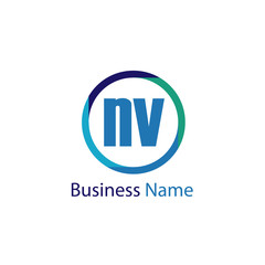 Fototapeta premium Initial Letter NV Logo Template Design