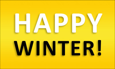 Happy Winter! - Golden business poster. Clean text on yellow background.