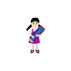Child with pencil in hand Vector. Cartoon. Isolated art