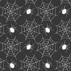 Spider web seamless pattern vector illustration. Hand drawn sketched web background